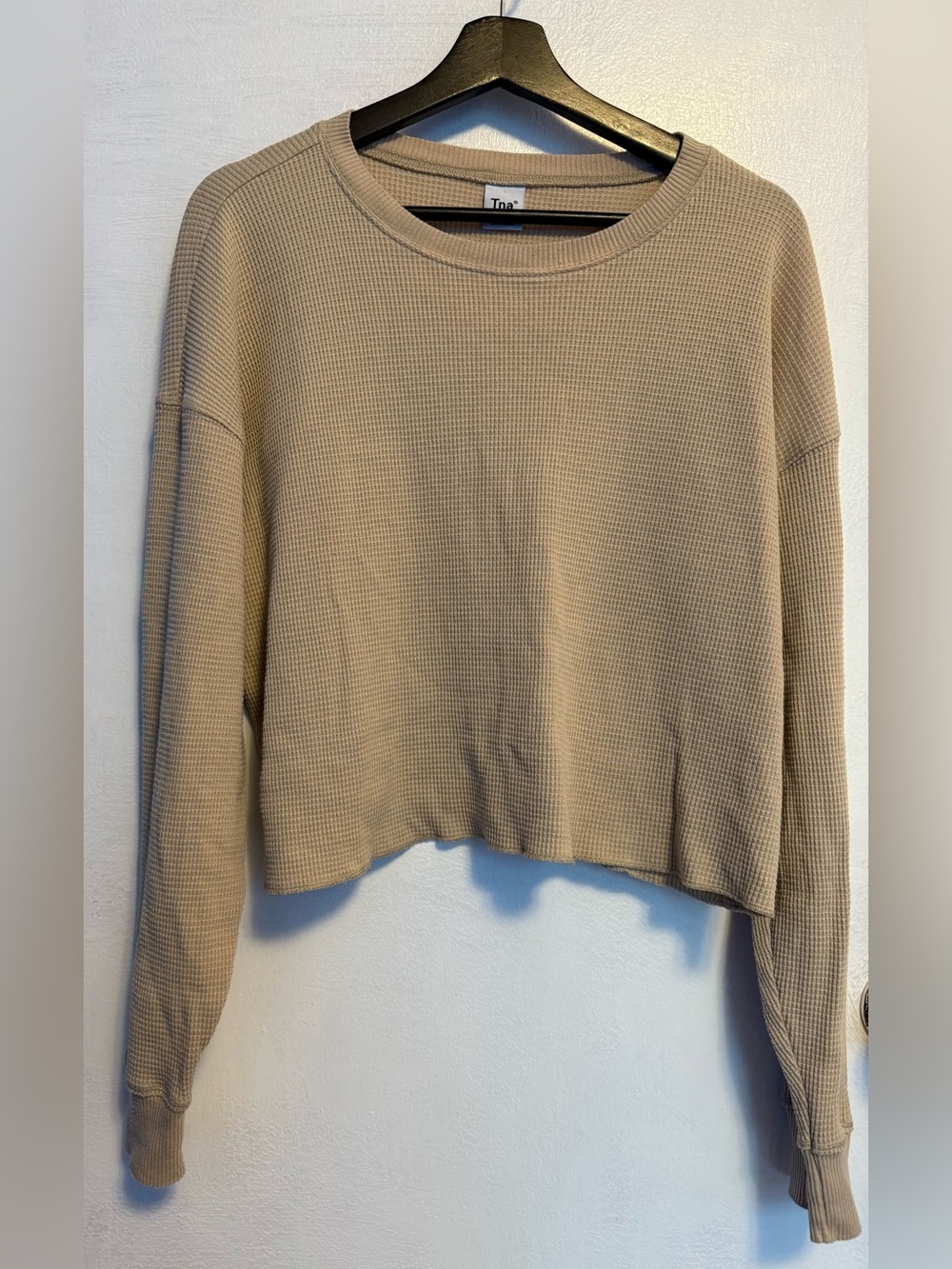 Aritzia Tna Long-Sleeve Waffle Crop Top